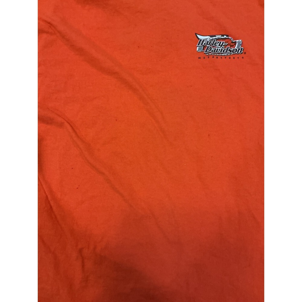 VTG Y2K USA Made Harley Davidson Grunge Muscle T Shirt Men L Orange Biker Tank - Picture 5 of 6